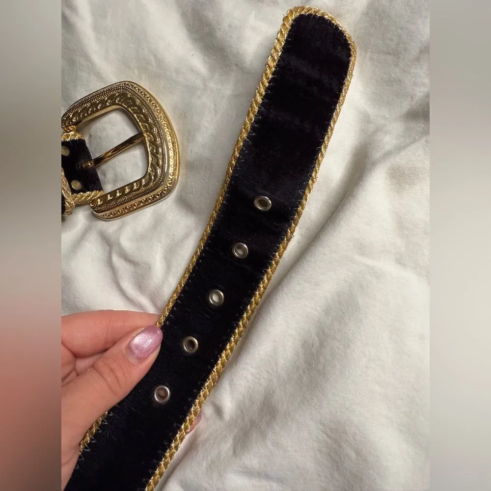 1980s Vintage Gold and Black Statement Buckle Elite Fresno, California Belt
